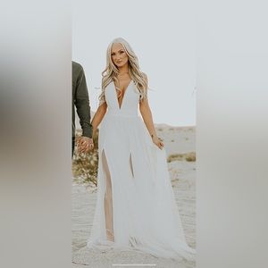 White chiffon dress size small